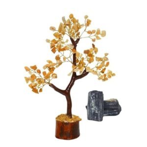 Crystal Tree Good Luck Showpiece for Home Decor Items Crystals Gemstones Bonsai Money Tree for Good Luck, Decoration Gift Item (Yellow Jasper)