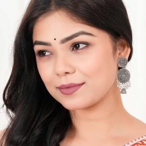 Earrings for Women Traditional Silver AZ838-OXidised Jhumka Set | German Silver Chand Baliyan & Jhumkas Earrings | Birthday & Anniversary Gift -AZ838-OX-ER30